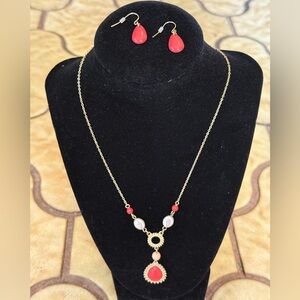Gold and Red Jewelry Set